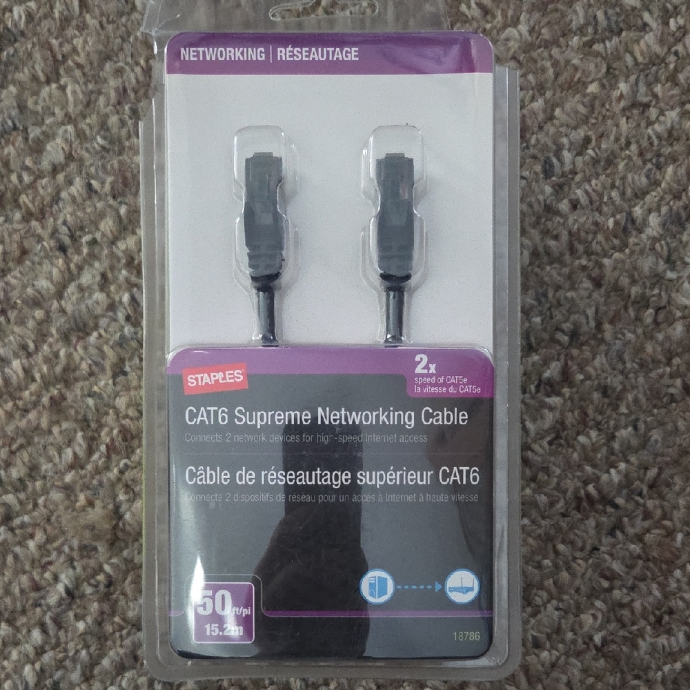 Staples CAT6 Supreme Networking Cable. 50ft